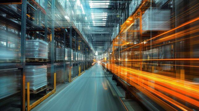 Abstract Representation of a Fast-Moving Warehouse Conveyor System