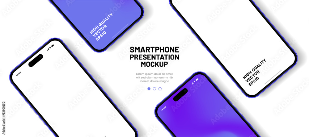 Aufkleber Realistic smartphone mockup. Mobile phone vector with isolated on white background. Device front view. 3D mobile phone with shadow. Realistic, high quality smart phone mockup for ui ux presentation.
