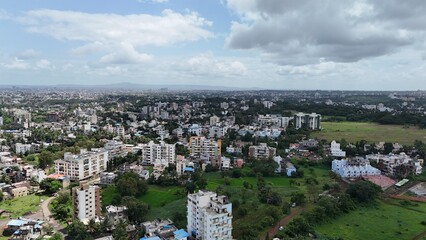 Kolhapur city view aerial top development