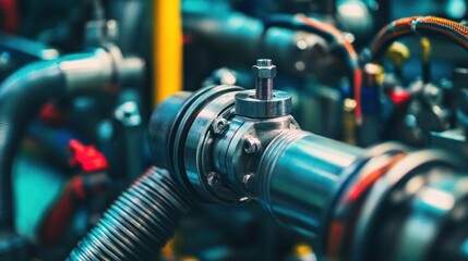 Obraz premium Close-up of Industrial Piping and Valves