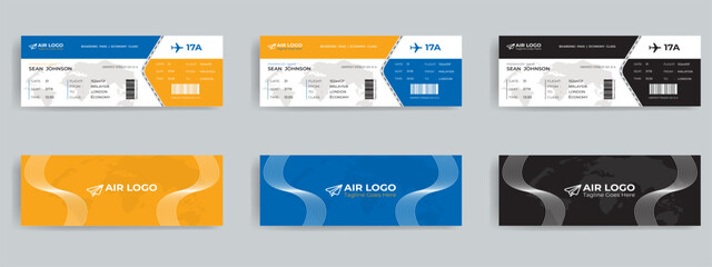 Realistic airline ticket design with passenger name. Vector illustration,  Vector illustration of pattern of airline boarding pass ticket in red colors. Concept of travel, journey or business trip