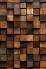 Wooden Block Wall Close Up