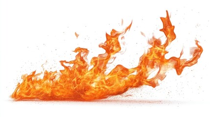 Fototapeta premium Fiery Blaze Isolated On White Background