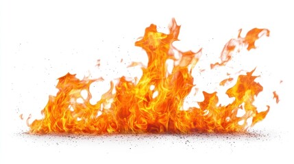 Fiery Blaze Isolated on White Background