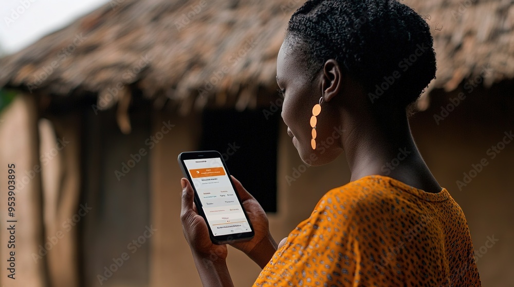 Poster a close-up of a simple microinsurance app interface designed for low-income users.