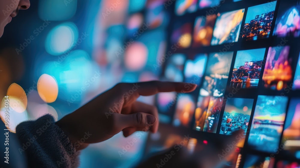 Poster a close-up of a person scrolling through a feed of misinformation and fact-checked posts, highlighti