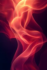 Naklejka premium Red curved swirling lines on a black background, abstract and simple background design and voluminous lighting., bright colors, intertwined light and shadow, minimalism, red gradient