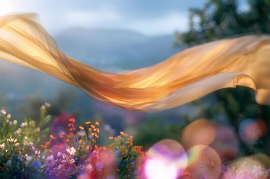 Fabric softly flyng by wind