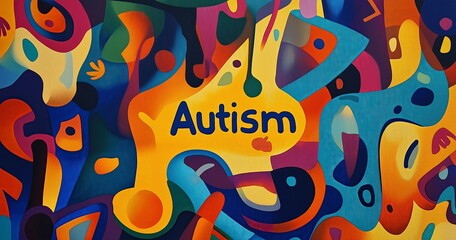 Obraz premium Painting Consisting of Bright Abstract Forms and Colors Reflecting Autism Sensory Perception