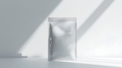 Blank White Foil Sachet Package Mockup on White Background