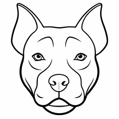 Pitbull Dog Head Line Art - Bold Silhouette Design