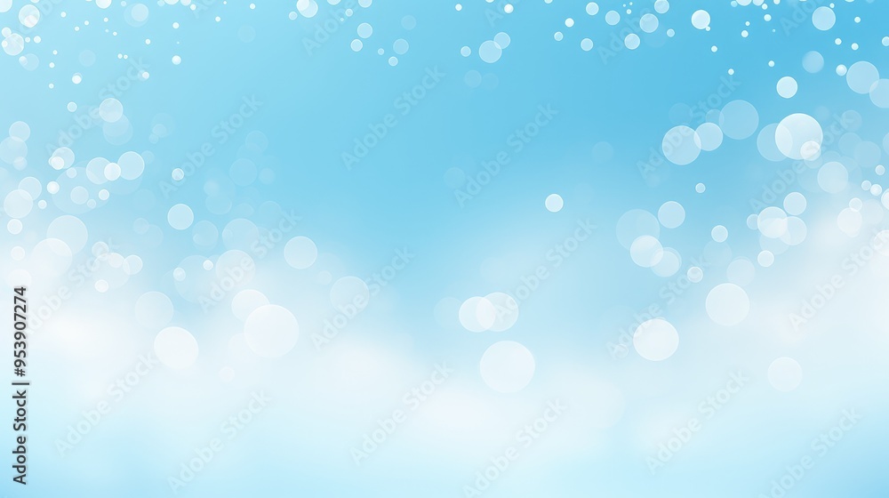 Poster a soft blue background with blurred bokeh effects, ideal for design projects or as a calming backdro