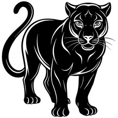 Panther Outline in Black and White - Precision Vector Silhouette Design