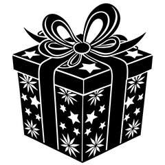 Vector Black Silhouette of Christmas Set Gift Boxes - Festive Holiday Icons.