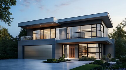 Fototapeta premium A modern exterior minimalist house design 