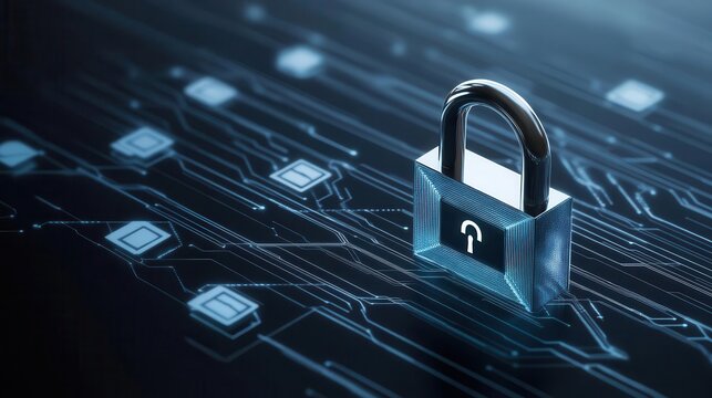 Digital padlock integrated with trust symbols, highlighting the role of technology in maintaining confidentiality, data security, trustworthy technology