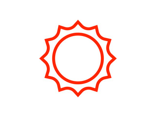 シンプル太陽アイコン：12凸D赤線