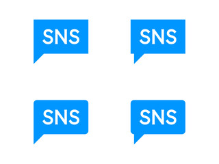 ミニマルなSNS吹き出しロゴセット：青