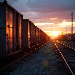 Obraz premium railroad at sunset