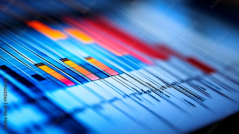 Poster abstract close-up of a financial chart with blurred data