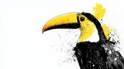 Obraz premium Abstract Toucan Pen Art: Yellow & Black Side View in Ultra HD 4K