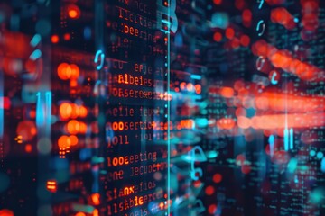 Obraz premium Abstract digital data stream featuring vibrant colors, representing technology and connectivity in the modern world.
