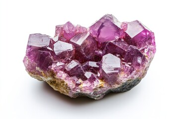 Purple crystals on white surface