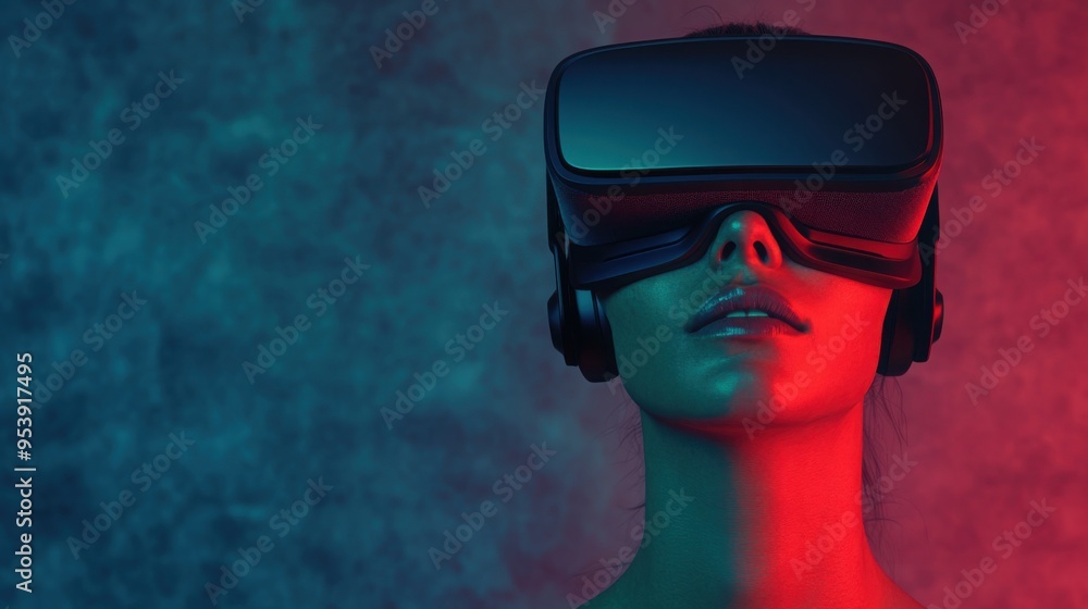 Poster virtual reality art depicting the internal struggle with depression, with ai-driven visuals of sadne