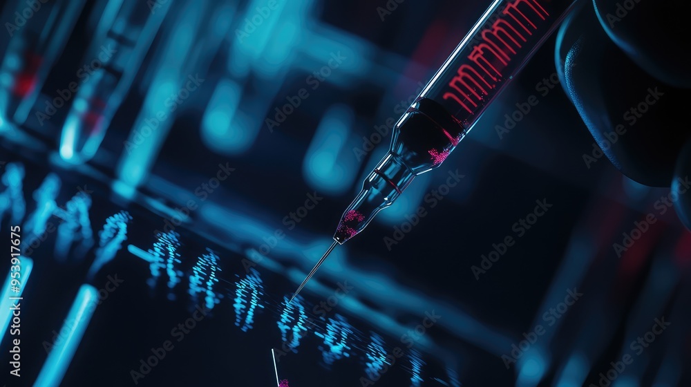 Poster a close-up of a dna editing process with precision tools, emphasizing the power and responsibility i