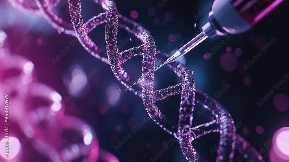 Poster a close-up of a dna editing process with precision tools, emphasizing the power and responsibility i