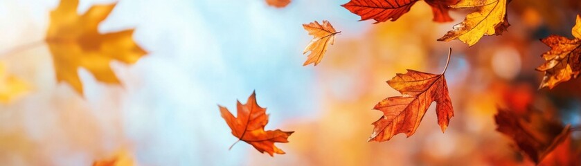 Crisp autumn day with leaves swirling in the wind, cool weather, fall colors