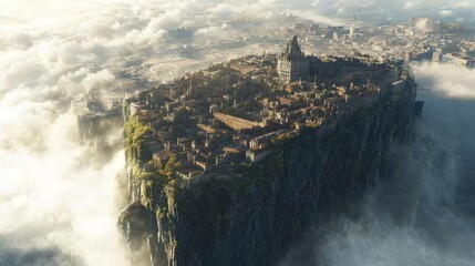 Fototapeta premium Ancient Ruins Rise Beneath Modern City: A Stunning Aerial Perspective