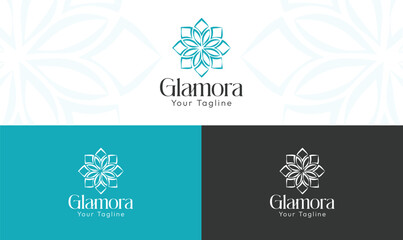 Glamora, cosmetic logo, female logo, luxury logo