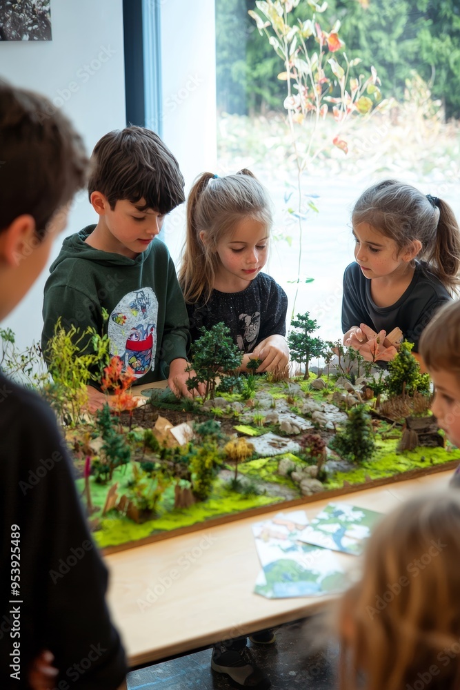Poster children learning environmental stewardship through interactive nature model in a classroom setting