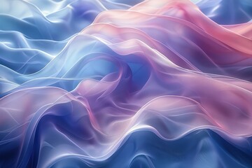 Fototapeta premium Delicate pastel colored silk fabric waves creating a dreamy and ethereal abstract background with soft flowing folds and lightsilk