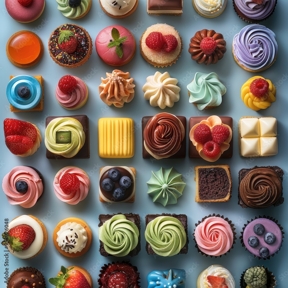 Leinwandbilder colorful desserts background, featuring vibrant and colorful desserts arranged in an aesthetically p