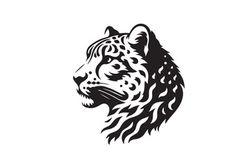 Snow Leopard Head Silhouette Vector Illustration-2