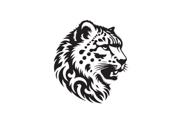 Snow Leopard Head Silhouette Vector Illustration-1