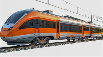Naklejka premium Modern High-Speed Train on Railway Track
