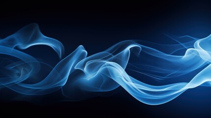 A mesmerizing display of blue smoke waves flowing gracefully against a dark background, creating a sense of movement and tranquility.