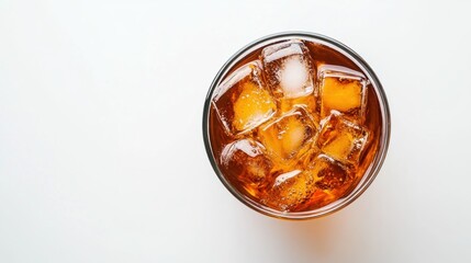 Close-Up of a Glass of Iced Tea with Ice Cubes