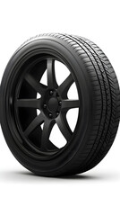 Obraz premium Isolated tire featuring a rugged black rubber car wheel