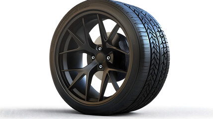 Obraz premium Durable black car wheel showcased on an isolated rubber tire