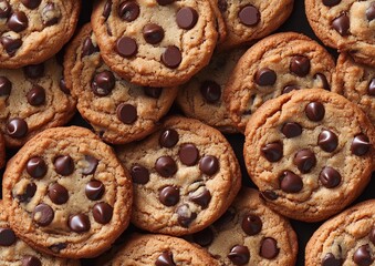 Fototapeta premium Chocolate Chip Cookie Cookies Candy Nuts Toffee Delicious Food Tile Tiled Repeatable Repeat Pattern Tessellation Background Image 