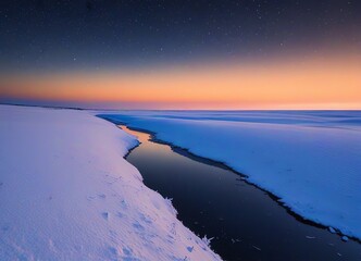 Obraz premium An image of a vast snow-covered landscape at twilight