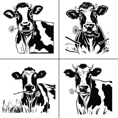 Cow With Flowers Svg , Cow Head Svg