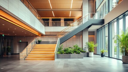 Obraz premium Modern architecture with stairs in a business conference center
