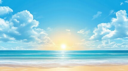 Fototapeta premium Sky Blue Cloud Background Horizon Summer Clear Sky over beach Vector landscape nature sunrise in Winter