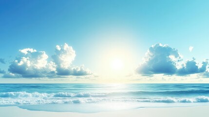 Obraz premium Sky Blue Cloud Background Horizon Summer Clear Sky over beach Vector landscape nature sunrise in Winter