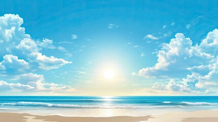 Obraz premium Sky Blue Cloud Background Horizon Summer Clear Sky over beach Vector landscape nature sunrise in Winter